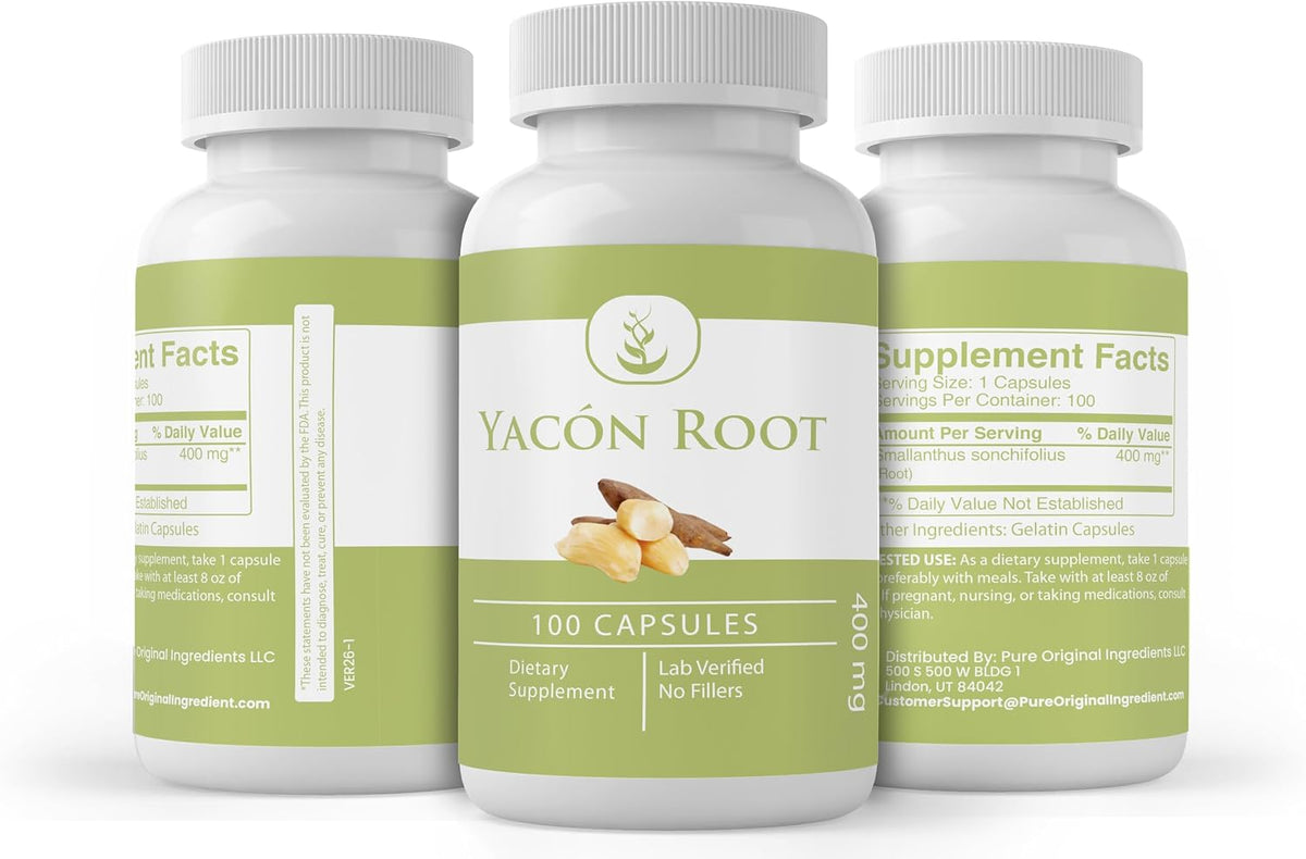 PURE ORIGINAL INGREDIENTS Yacon Root, (100 Capsules) Always Pure, No Additives Or Fillers, Lab Verified - görsel 4