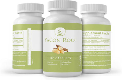 PURE ORIGINAL INGREDIENTS Yacon Root, (100 Capsules) Always Pure, No Additives Or Fillers, Lab Verified