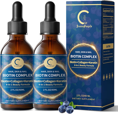 Liquid Biotin & Collagen Drops – Biotin 20,000mcg – Hair, Skin & Nails Support – 60ml
