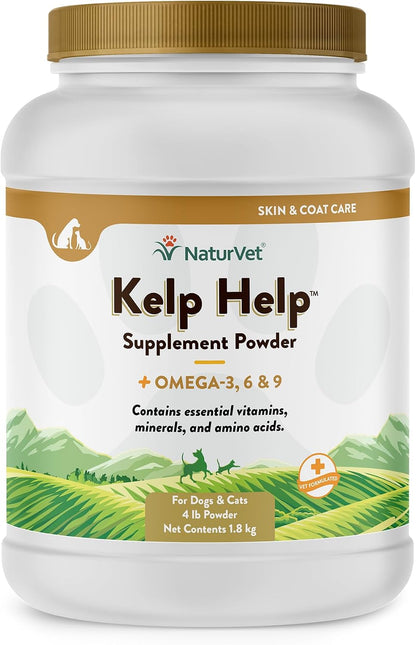 NaturVet Kelp Help Plus Omegas Skin and Coat Supplement for Dogs & Cats - Powder, 454 g
