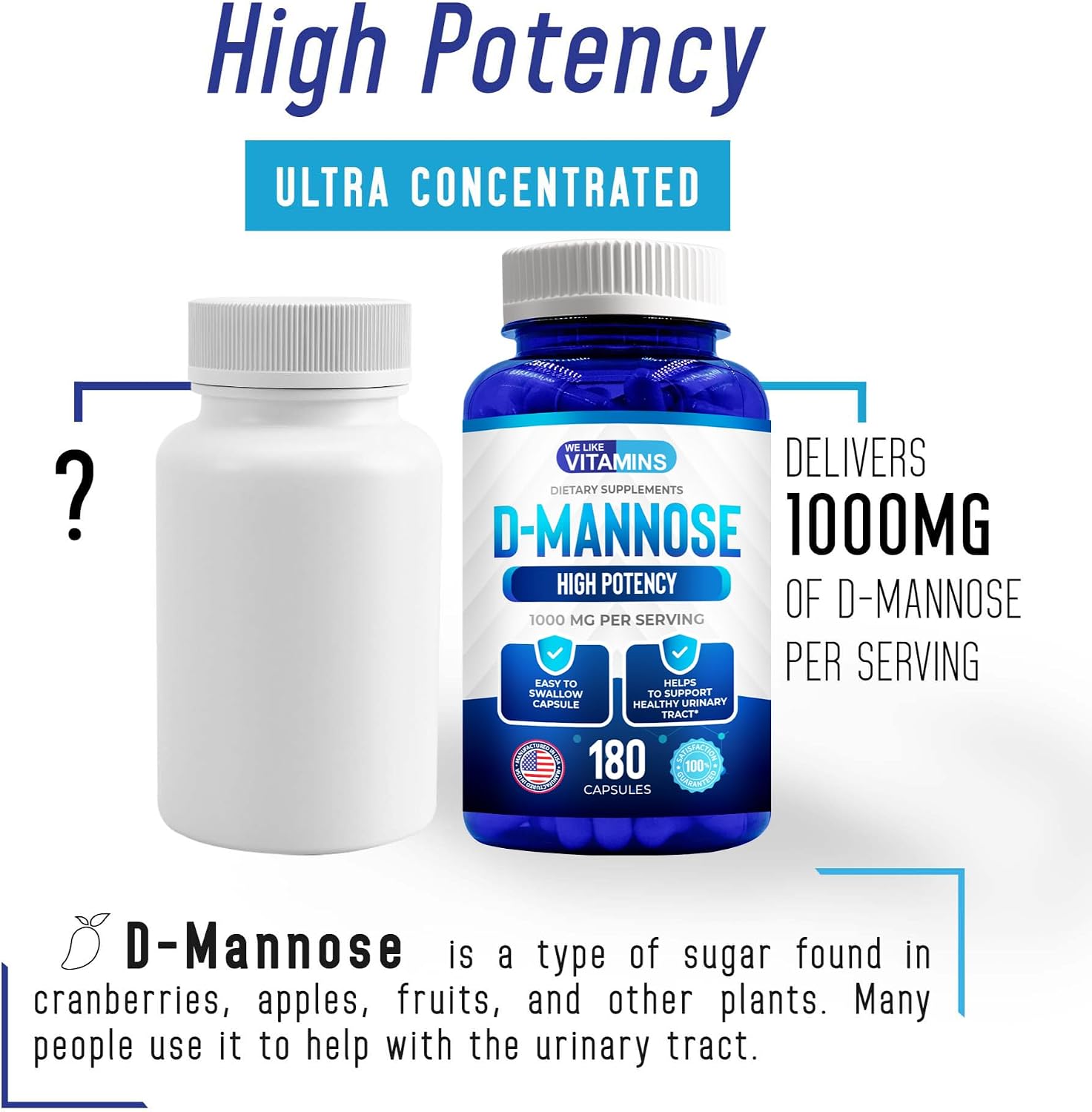 D-Mannose 1000mg Capsules – 180 Easy-to-Swallow Veggie Capsules - görsel 4