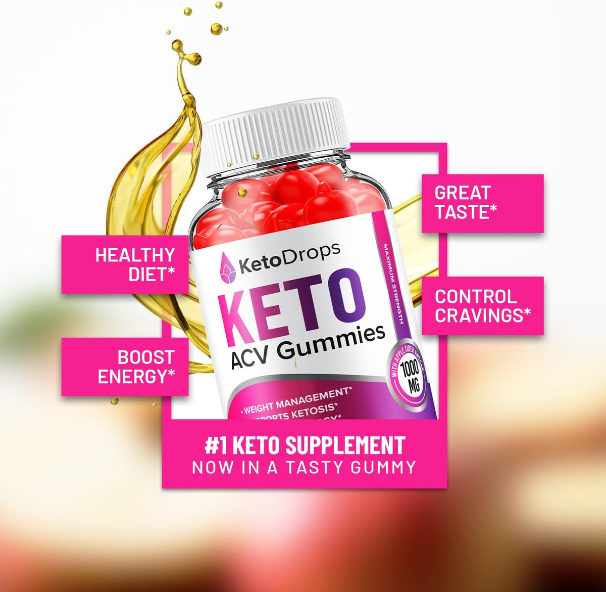 Keto Drops ACV Gummies (3 Pack) - Advanced Formula with Apple Cider Vinegar, B12, Beet Juice & Pomegranate - 180 Gummies - görsel 3