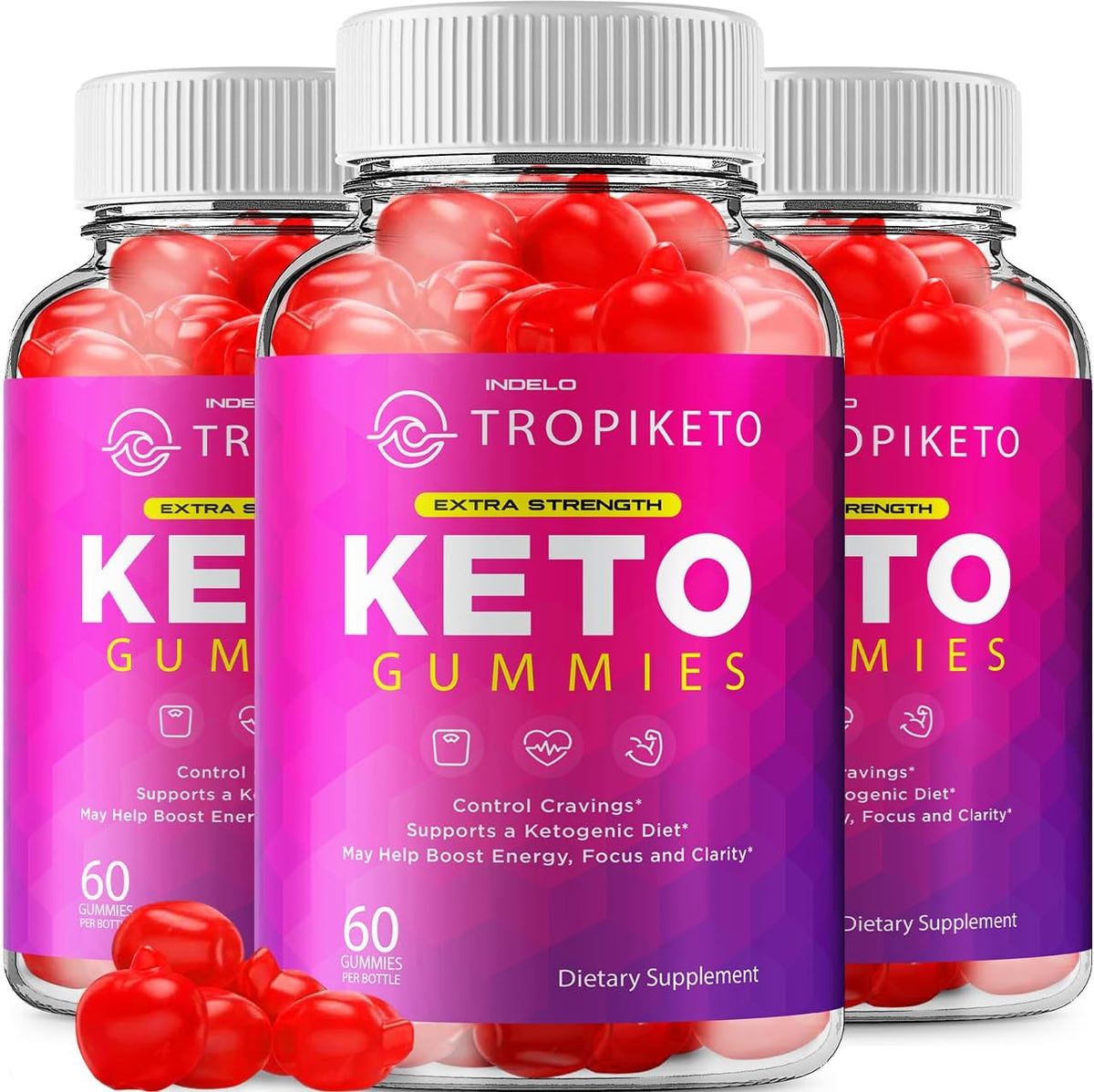 TropiKeto Keto ACV Gummies Extra Strength (3 Pack, 180 Gummies) - görsel 1