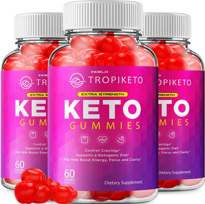 TropiKeto Keto ACV Gummies Extra Strength (3 Pack, 180 Gummies)