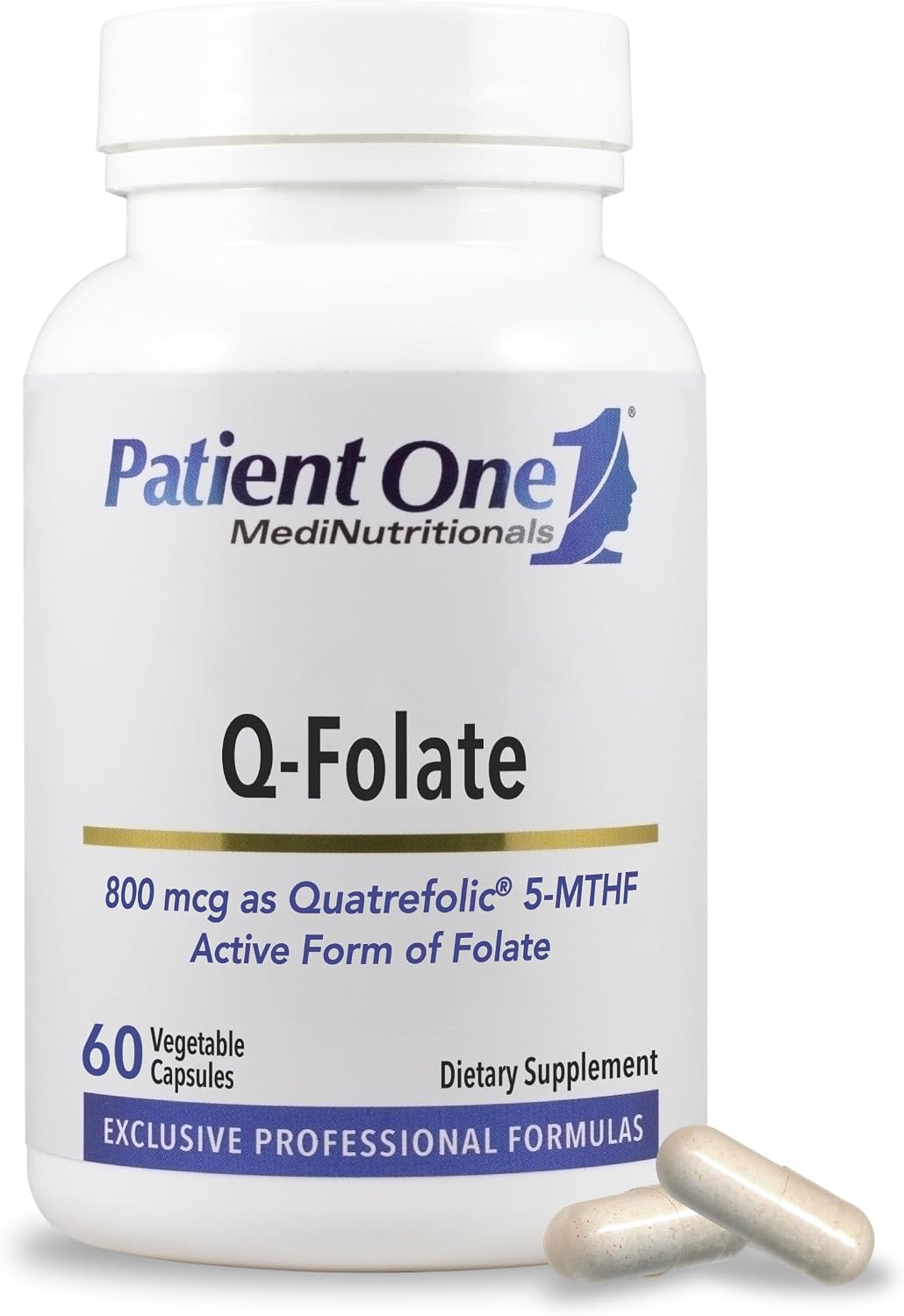 Patient One Q-Folate 800mcg - Active Methylfolate Supplement for Energy, Brain & Heart Health | 60 Capsules - görsel 1