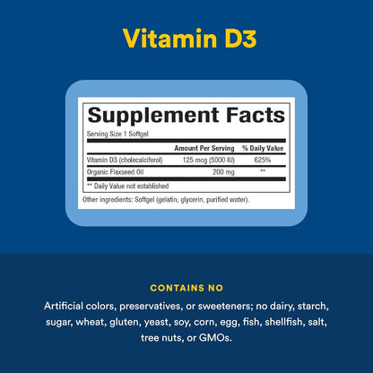Natural Factors Vitamin D3 5000 IU - Supports Bone, Joint & Immune Health - 240 Softgels