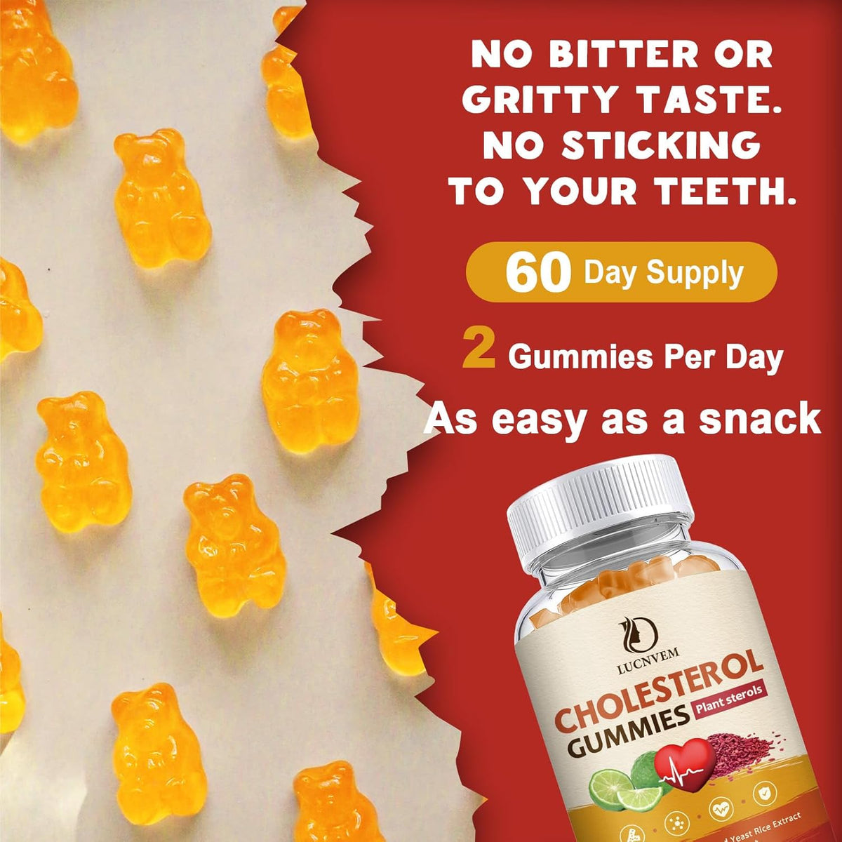 Cholesterol Support Gummies with Plant Sterols, Red Yeast Rice and Citrus Bergamot (2 Pack) - görsel 6