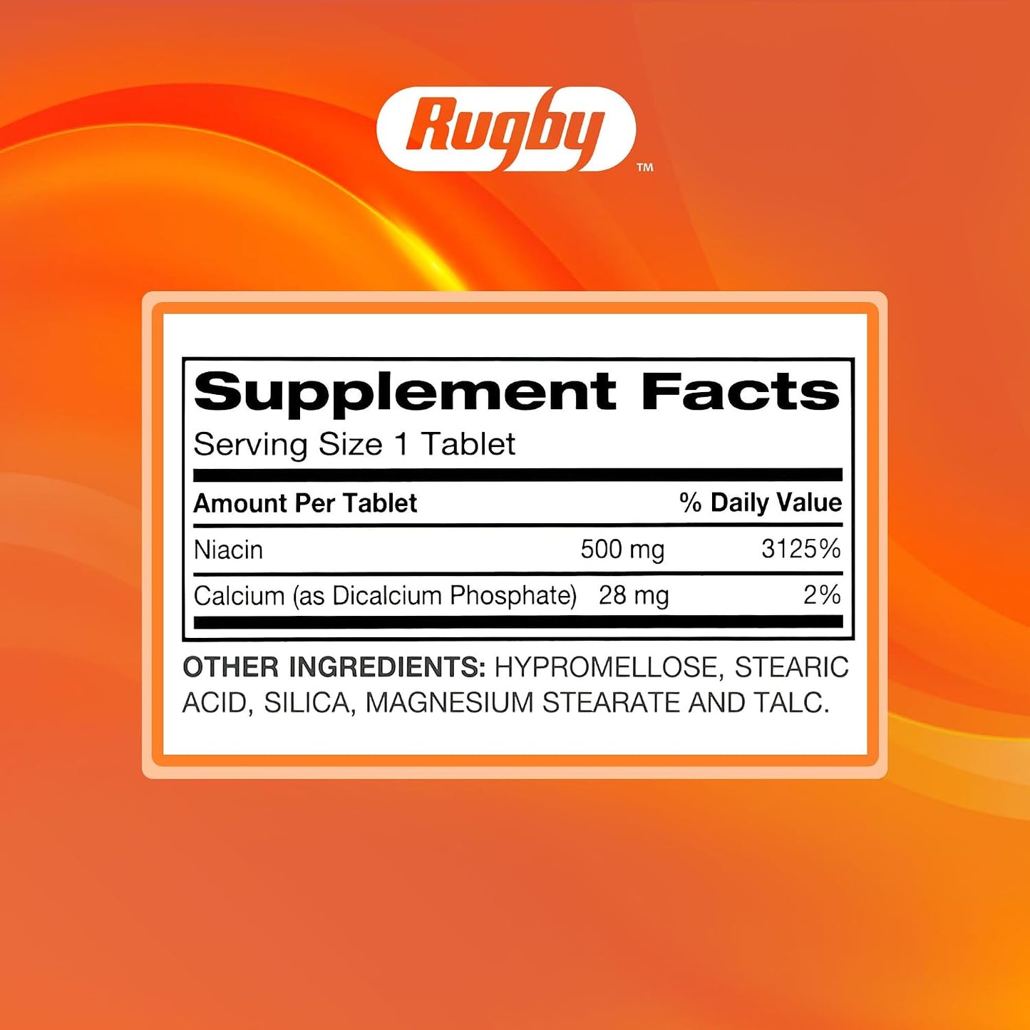 Rugby Timed-Release Niacin 500 mg with Calcium – Food Supplement for Energy and Metabolism support, 100 Tablets (3-Pack) - görsel 8