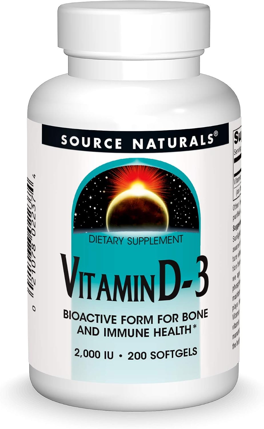 Source Naturals Vitamin D-3 2000 IU - 200 Softgels - görsel 1