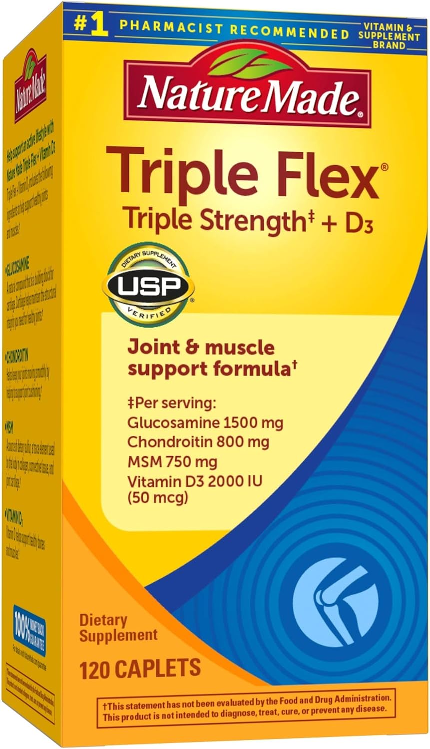 Nature Made TripleFlex Triple Strength Caplets with Vitamin D3, 120 Caplets - görsel 1