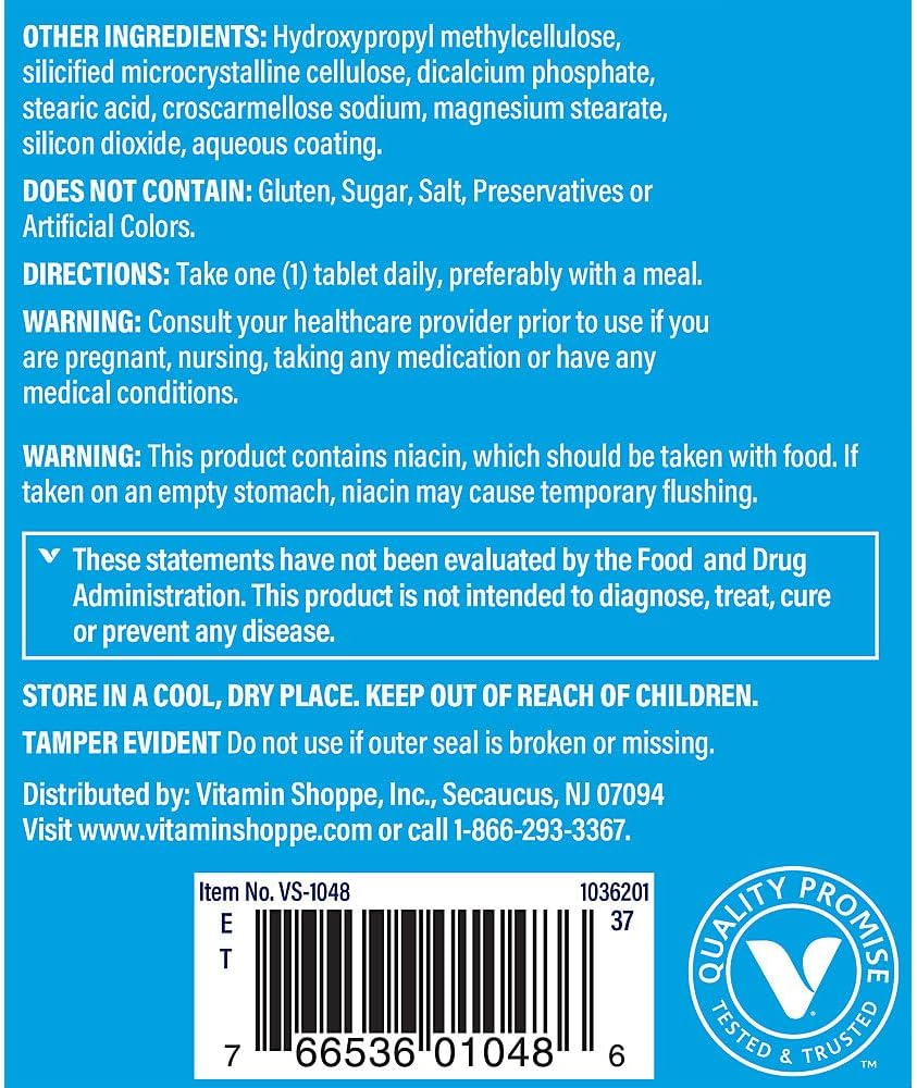The Vitamin Shoppe Vitamin B-Complex - Complete B Vitamins for Energy & Nervous System Support, 100 Tablets - görsel 3