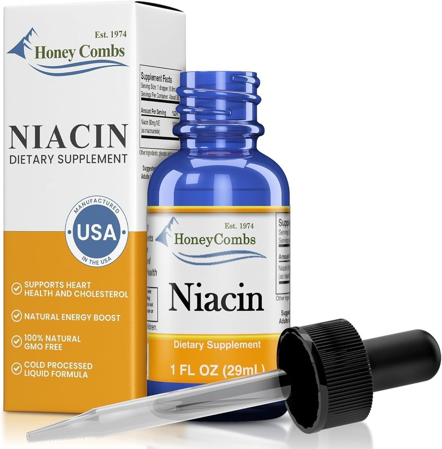 HoneyCombs Vitamin B3 Liquid Niacin Drops | Non-Flushing Niacinamide | 30 ml - görsel 1