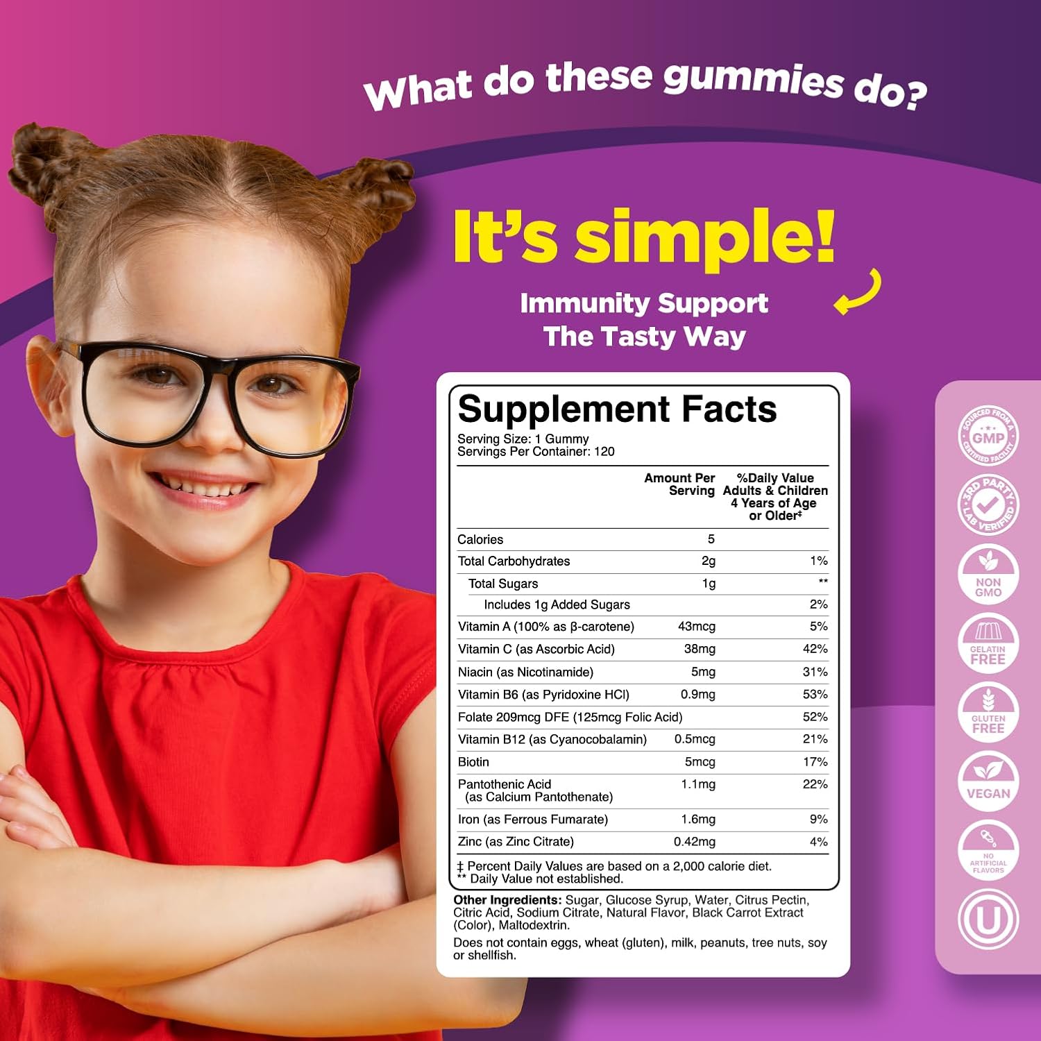 Iron Gummies with Vitamin C for Children - Blood Builder Iron Supplements - Vitamin B6, B12, A, Niacin & Folate - Vegan & Non-GMO - 120 Count - görsel 8