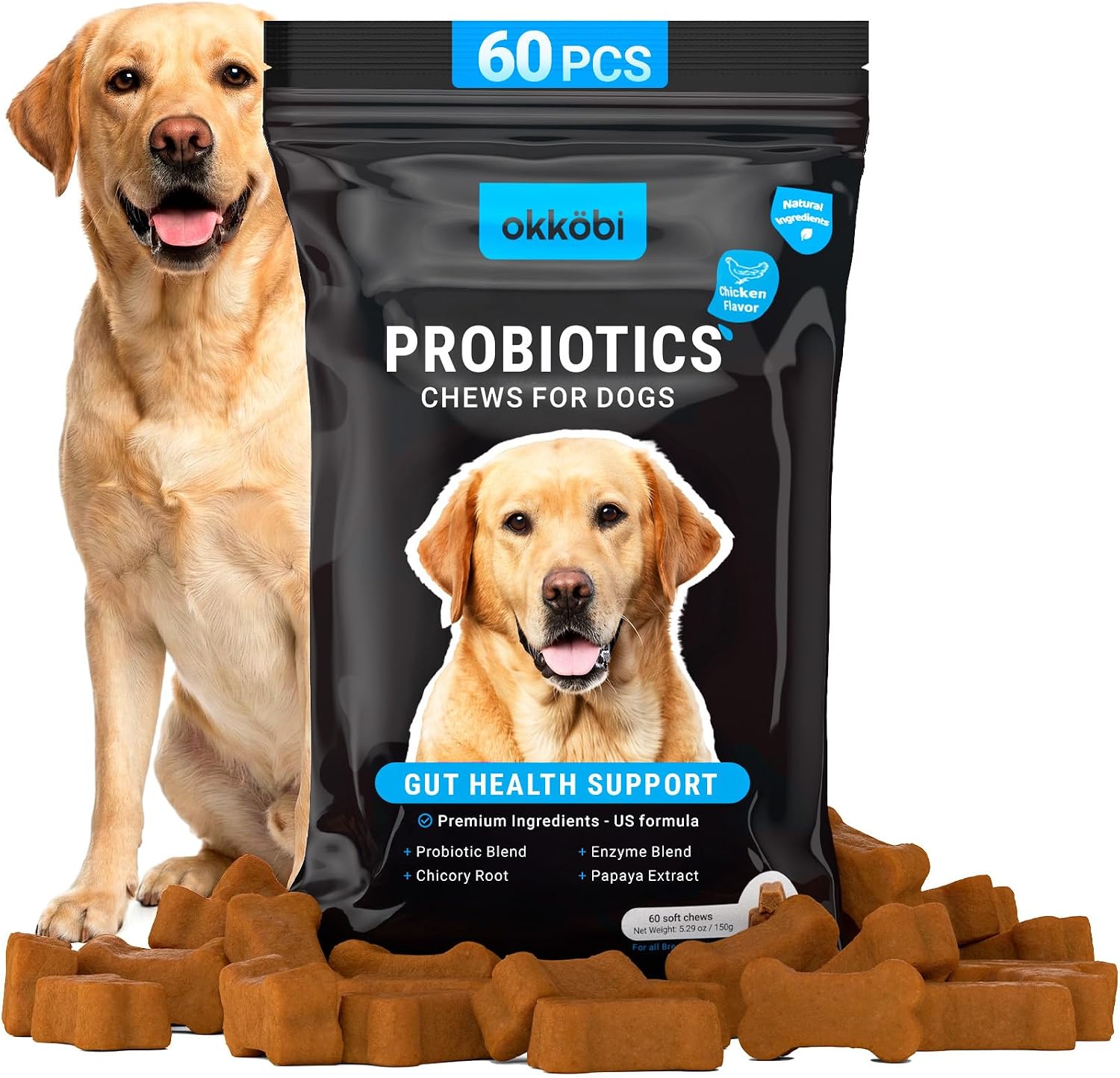 OKKÖBI Probiotics for Dogs Chews – Beef Flavour – 60 Chews - görsel 10
