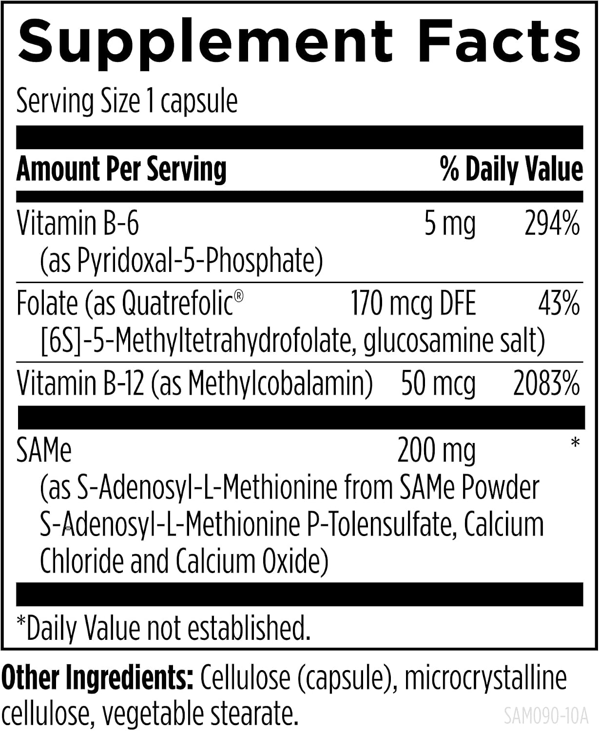 Designs for Health SAMe Capsules with B6, B12 & 5-MTHF - 200mg S-Adenosylmethionine Food Supplement (90 Capsules) - görsel 3