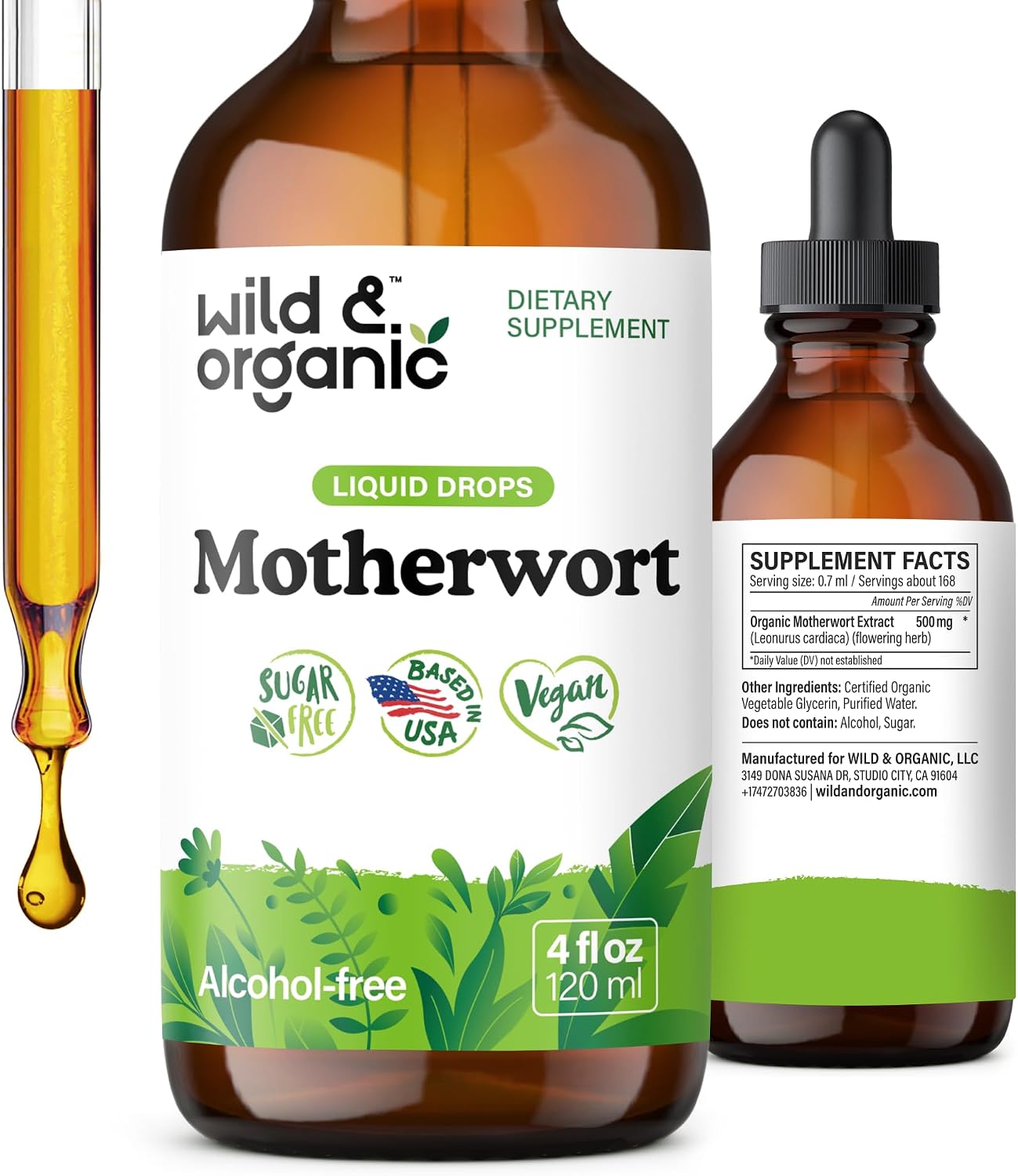Wild & Organic Motherwort Tincture - Good Mood, Calmness, Women's Support - Vegan, Alcohol-Free - 60 ml - görsel 10