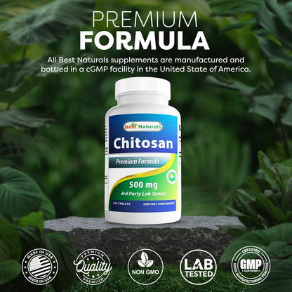 Best Naturals Chitosan 500 mg 120 Tablets (Pack of 2)