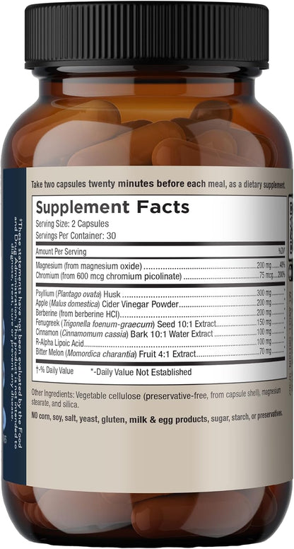 Mt. Angel Vitamins Blood Sugar Support Supplement with Berberine, Cinnamon and Apple Cider Vinegar - 60 Capsules