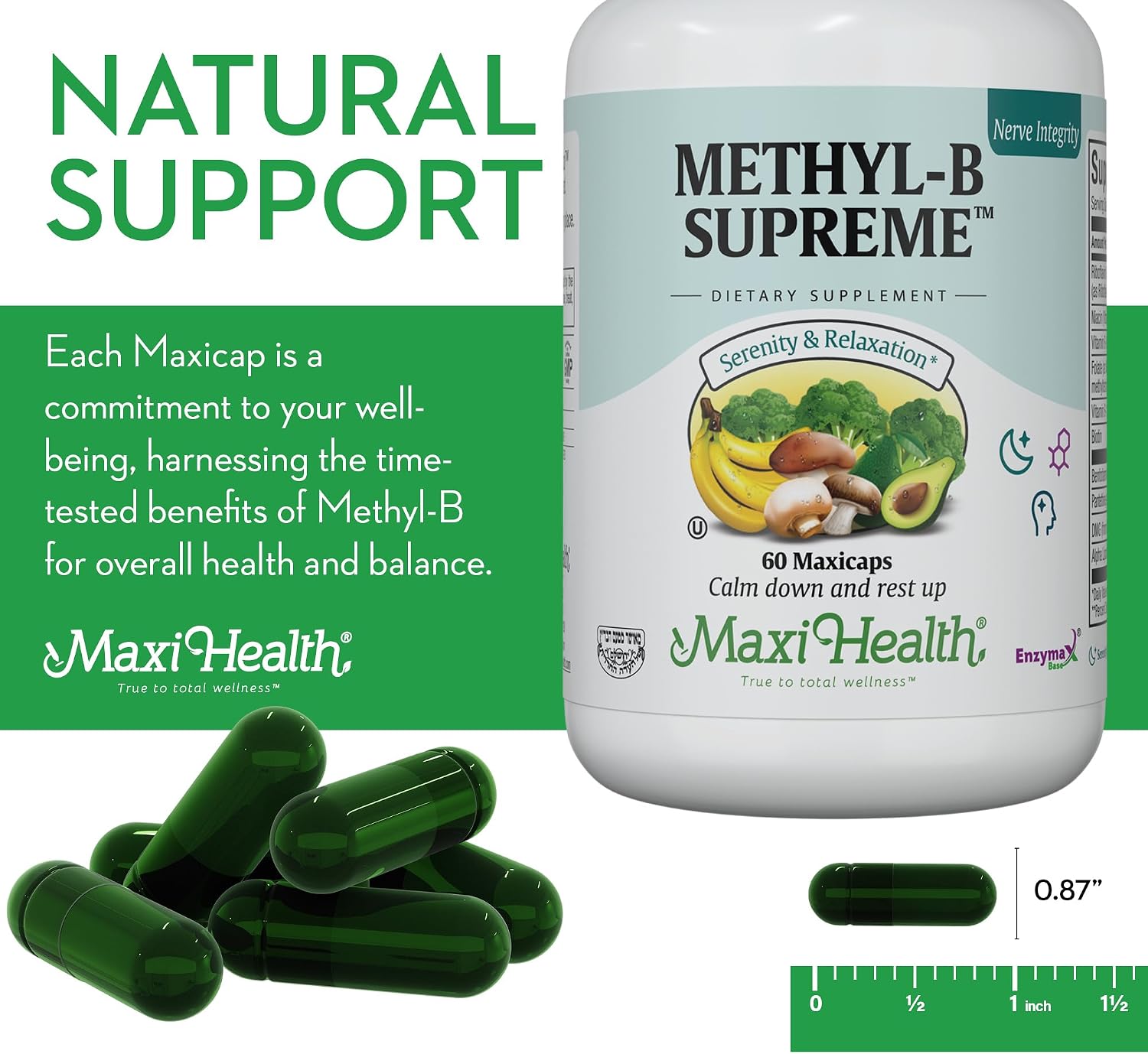 Stress B Complex Vitamins – Methyl-B Supreme with Methylated B12, B6, Folate & Biotin – For Calm, Energy & Relaxation – Kosher Vegan 60 Capsules - görsel 5