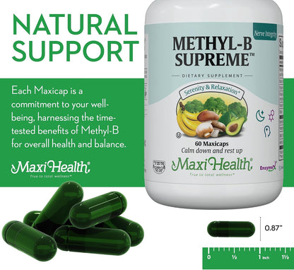 Stress B Complex Vitamins – Methyl-B Supreme with Methylated B12, B6, Folate & Biotin – For Calm, Energy & Relaxation – Kosher Vegan 60 Capsules