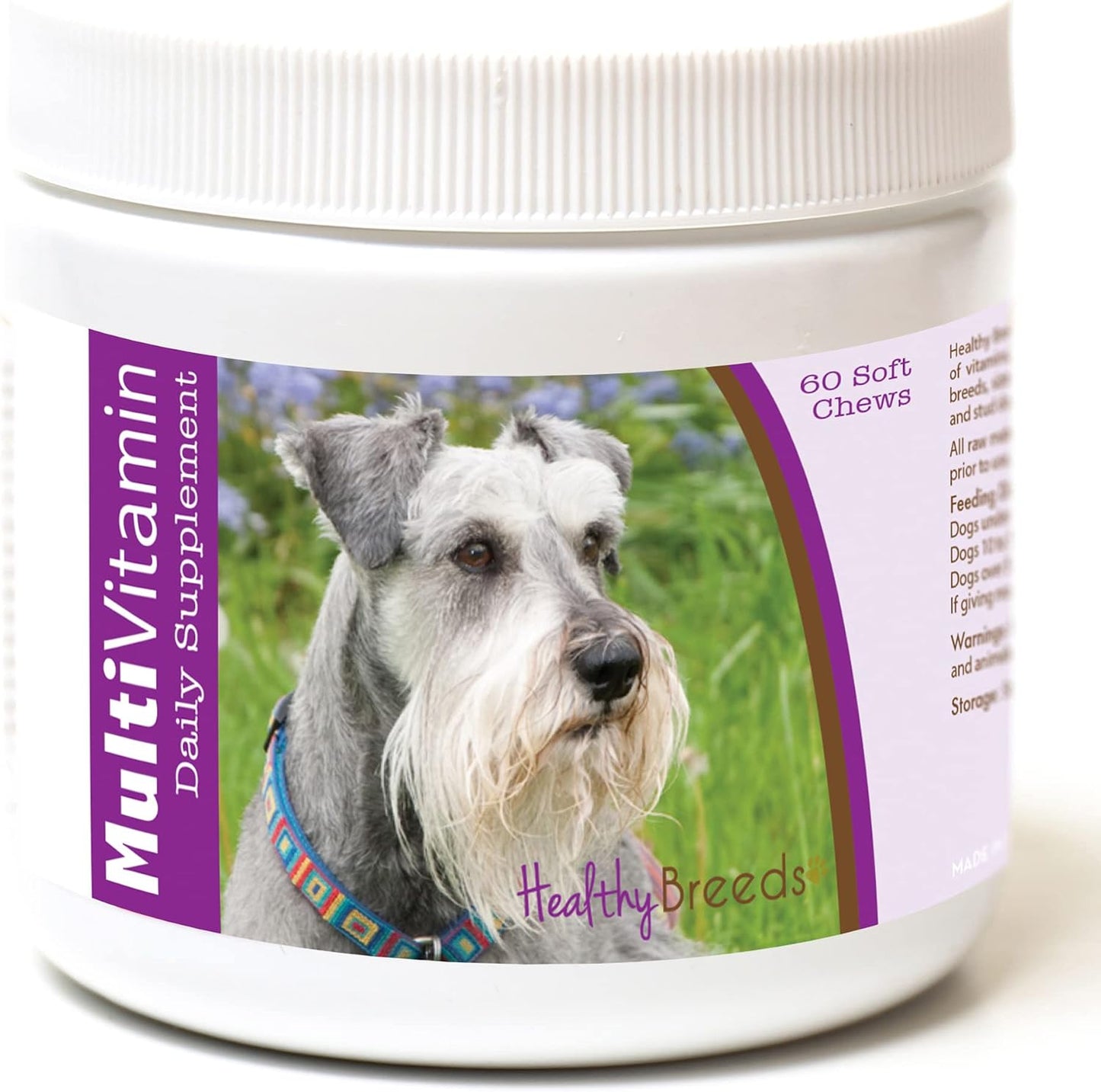 Healthy Breeds Miniature Schnauzer Multivitamin for Dogs – Vet Recommended Daily Supplement – Bacon Flavoured – 60 Soft Chews - görsel 1