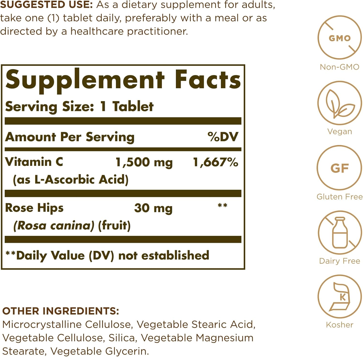 Solgar Vitamin C 1500 mg with Rose Hips, 90 Tablets - görsel 2