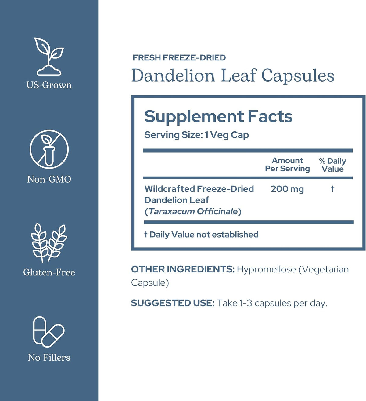 Eclectic Herb Organic Freeze-Dried Dandelion Leaf Capsules - görsel 2