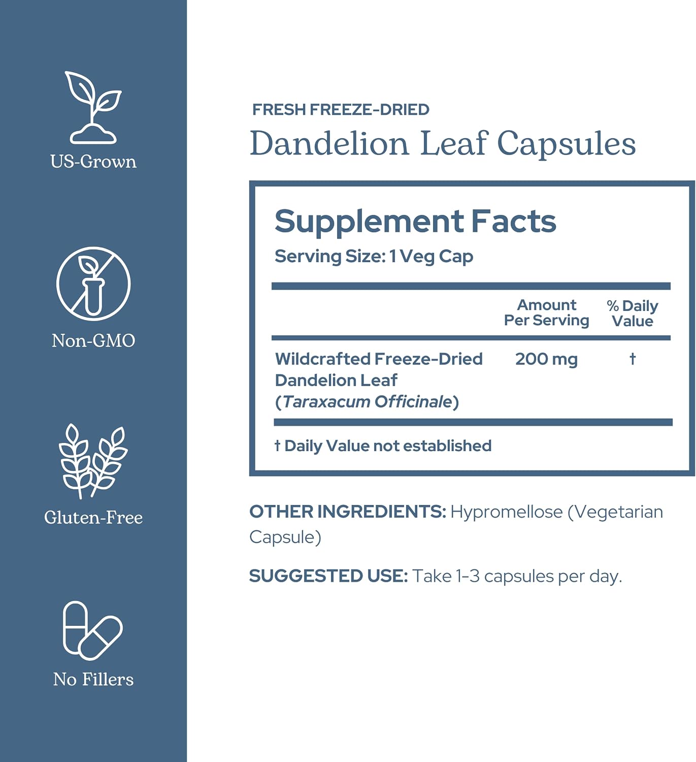 Eclectic Herb Organic Freeze-Dried Dandelion Leaf Capsules - görsel 2