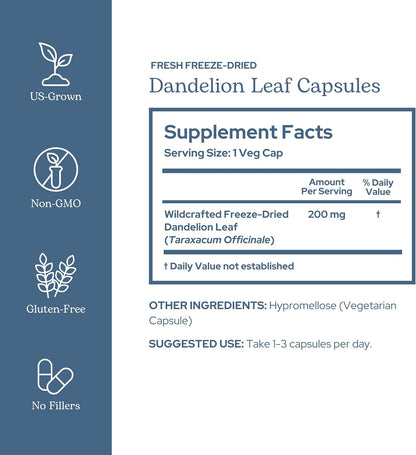 Eclectic Herb Organic Freeze-Dried Dandelion Leaf Capsules