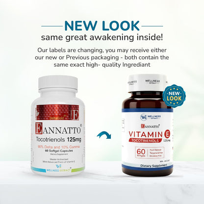 WELLNESS EXTRACT Eannatto Tocotrienols Vitamin E – 125 mg, 60 Softgels (4-Pack)