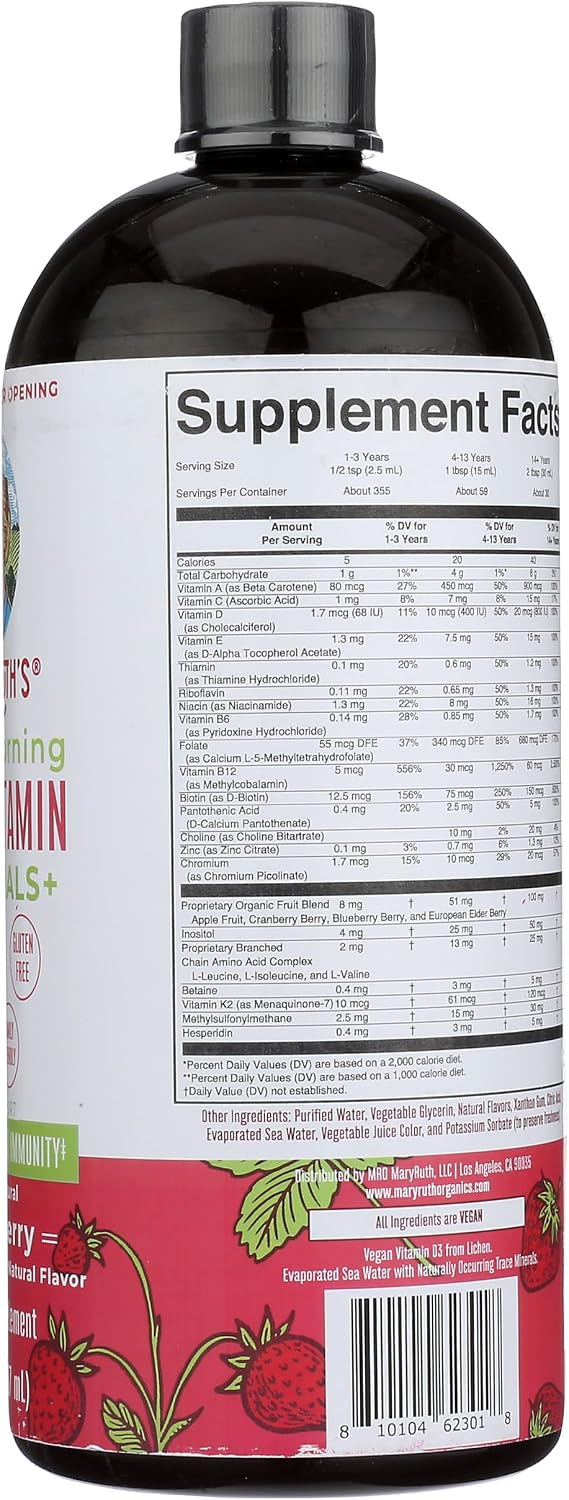 Mary Ruth's Strawberry Morning Liquid Multivitamin Essentials, 30 fl oz - görsel 6