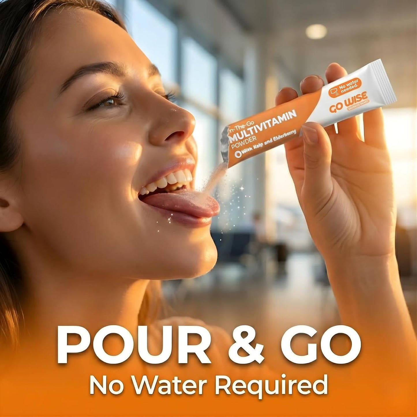 Go Wise Multivitamin Powder for Women and Men – No Water, No Pills | Vitamin B Complex, Vitamin D3, Zinc & Elderberry | Bariatric Multivitamin | Vegan Immune and Energy Support | Natural Berry - görsel 2
