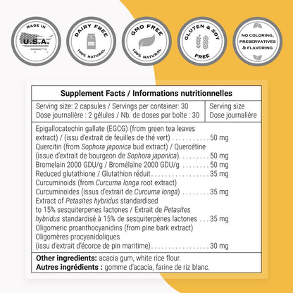 Supersmart Lung Detox (Advanced Formula) - with Quercetin, Bromelain, Curcuminoids, EGCG - Non-GMO & Gluten-free - 60 Vegetarian Capsules