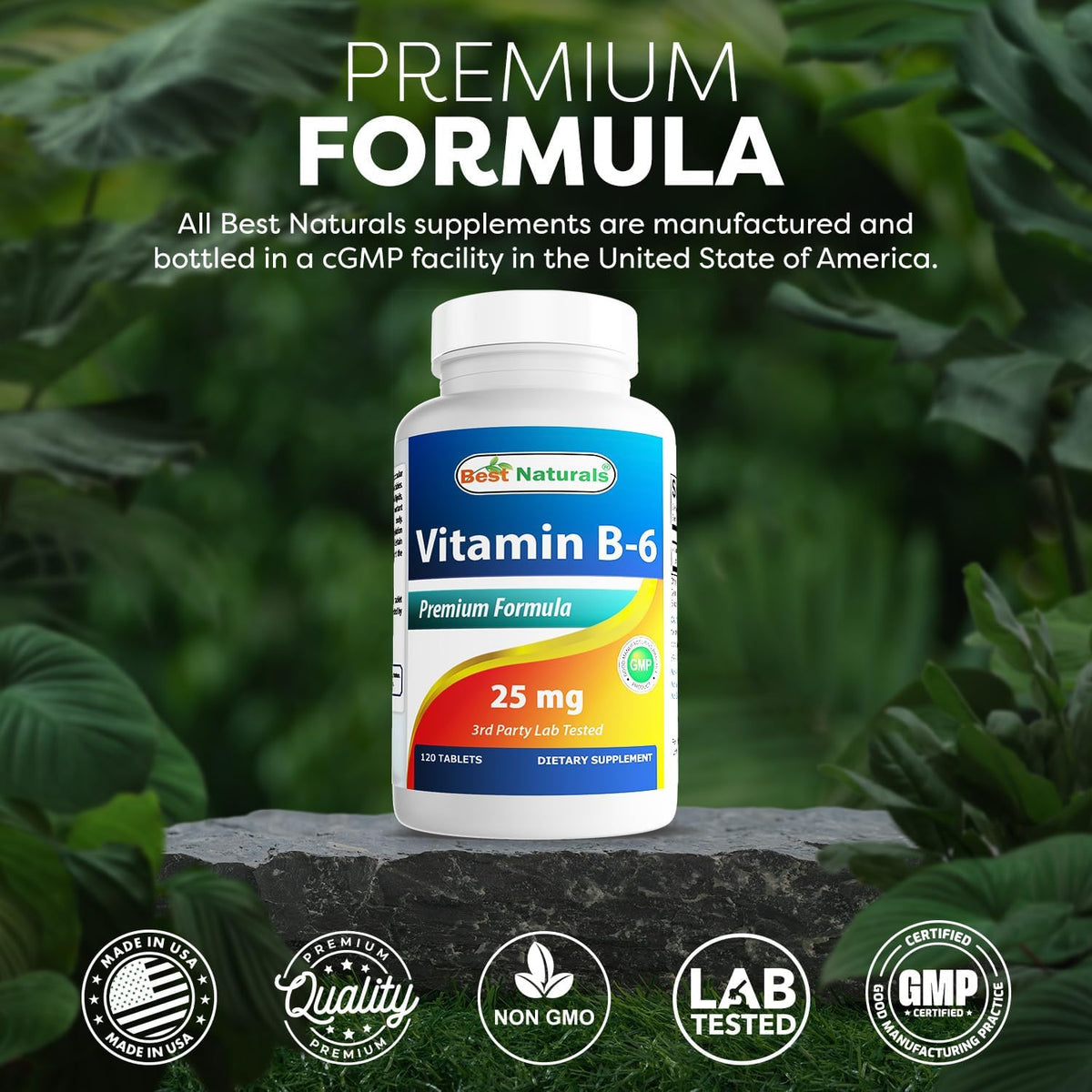 Best Naturals Vitamin B6 25mg, 120 Tablets - görsel 5