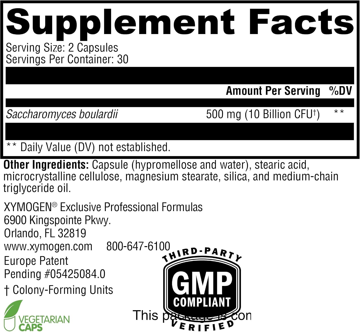 XYMOGEN Saccharomycin 10B - Gut Flora & Digestive Health - 60 Capsules - görsel 2