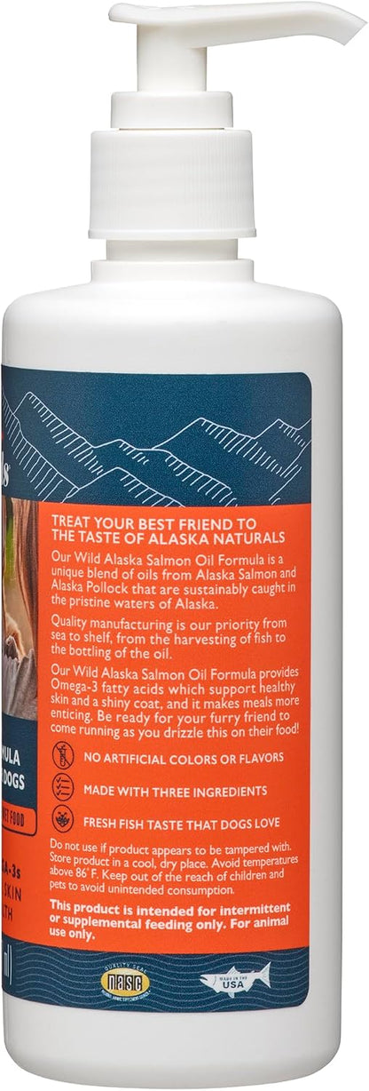 Alaska Naturals – Wild Alaska Salmon Oil Formula Dog Food Topper – EPA and DHA Omega-3 - Supplement for Healthy Skin, Shiny Coat – Made in the USA – 8 oz. Pump Bottle