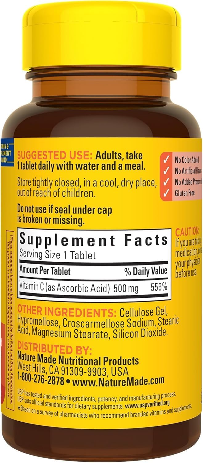 Nature Made Vitamin C 500 mg Caplets, 100 Count (Pack of 3) - görsel 4