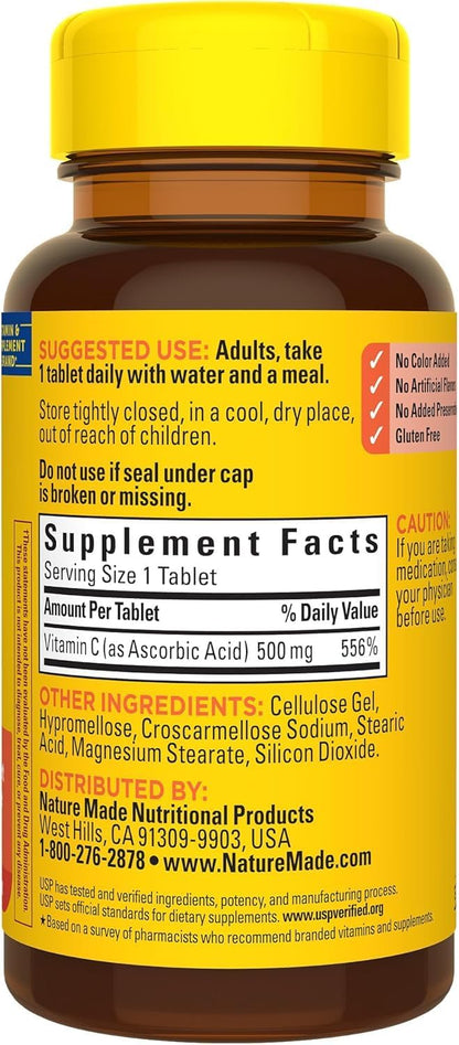 Nature Made Vitamin C 500 mg Caplets, 100 Count (Pack of 3)