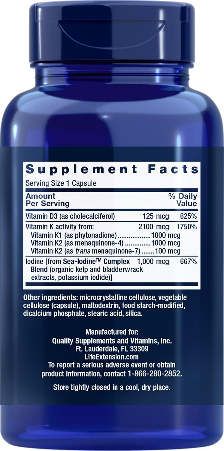 Life Extension Vitamins D and K with Sea-Iodine 60 Capsules (2-Pack) - görsel 2