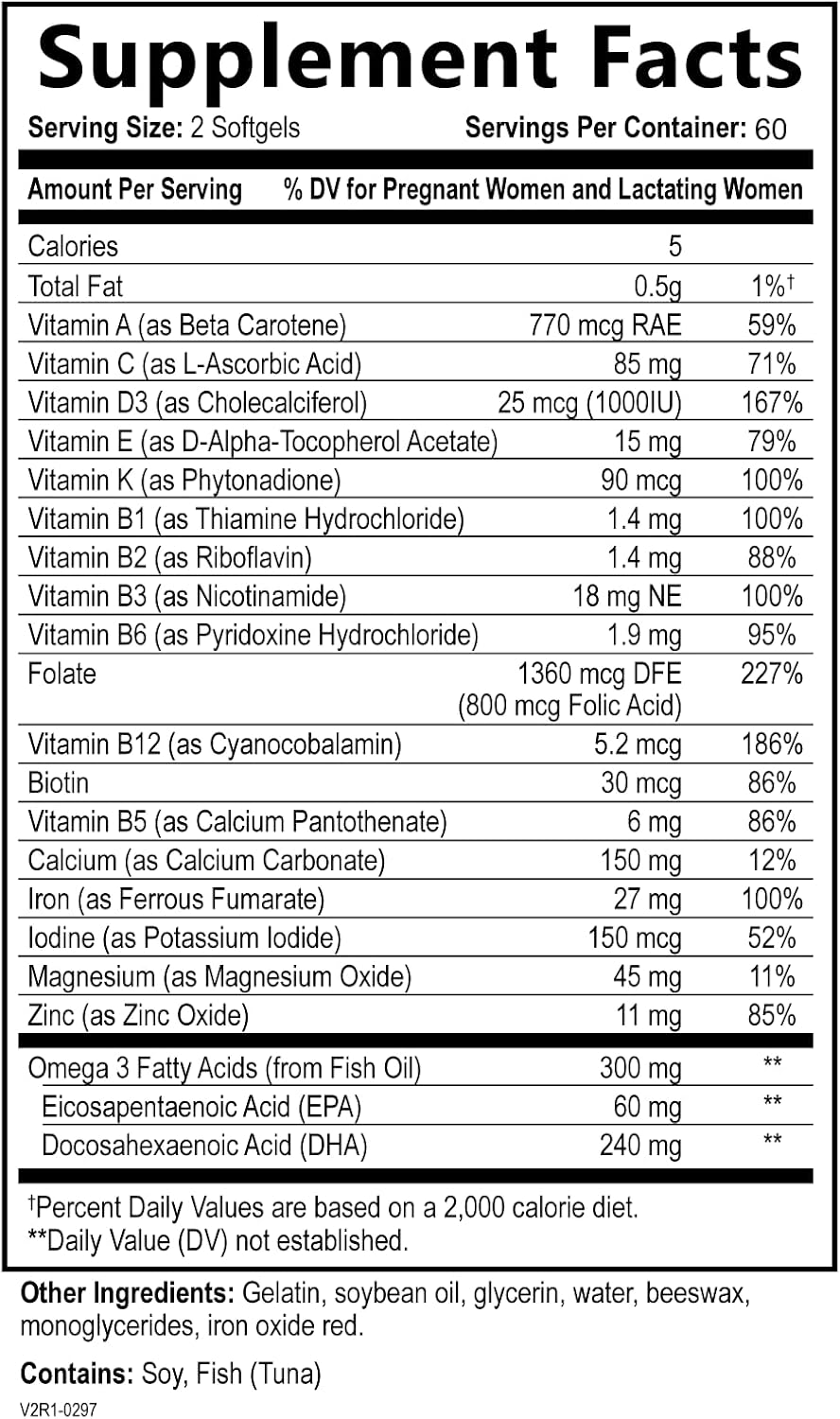 Built by Nature Prenatal Vitamins for Women - 120 Softgels - görsel 4