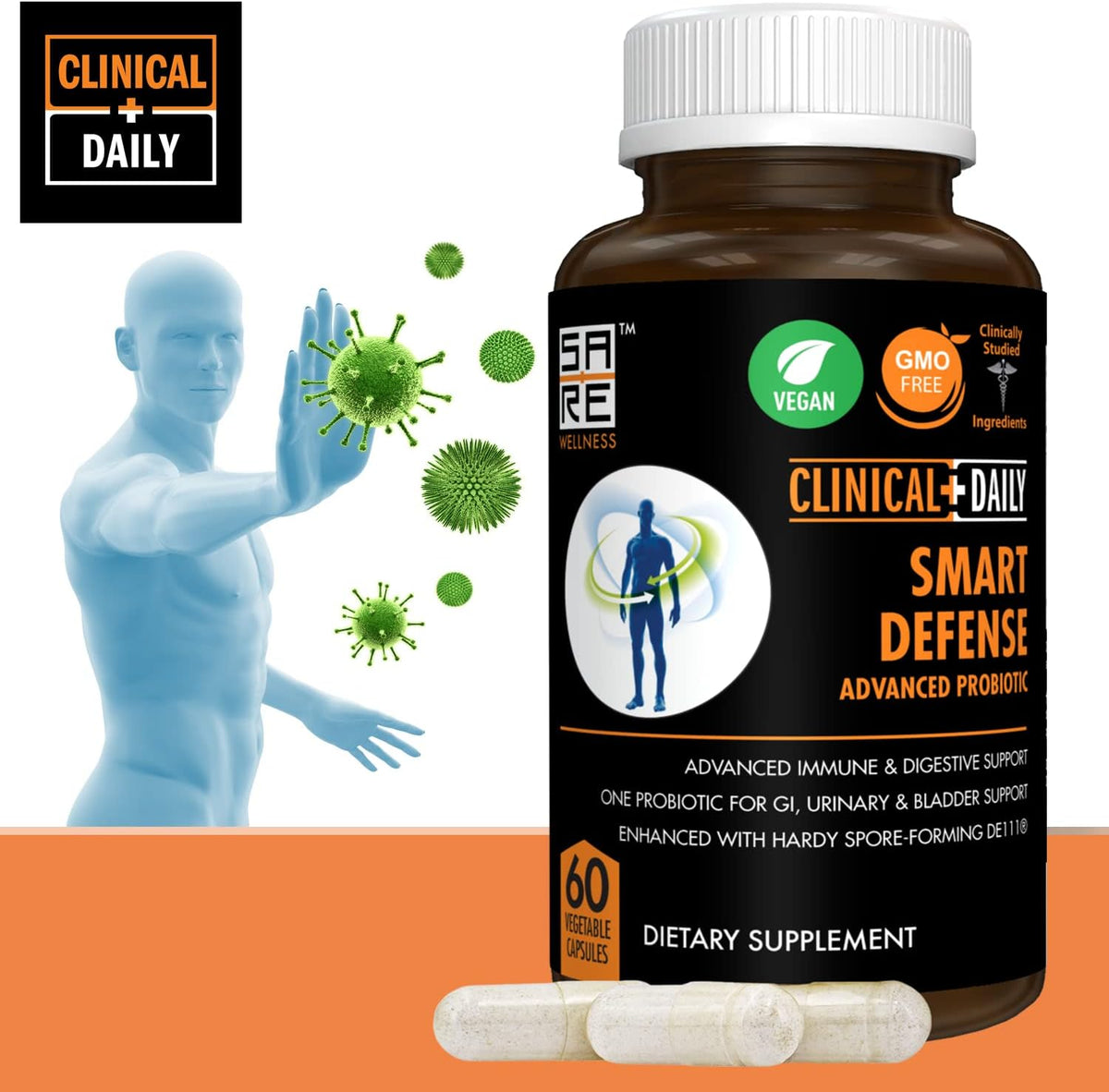 Clinical Daily Smart Defence Mega Spore Probiotic (60 Vegan Capsules) - görsel 3