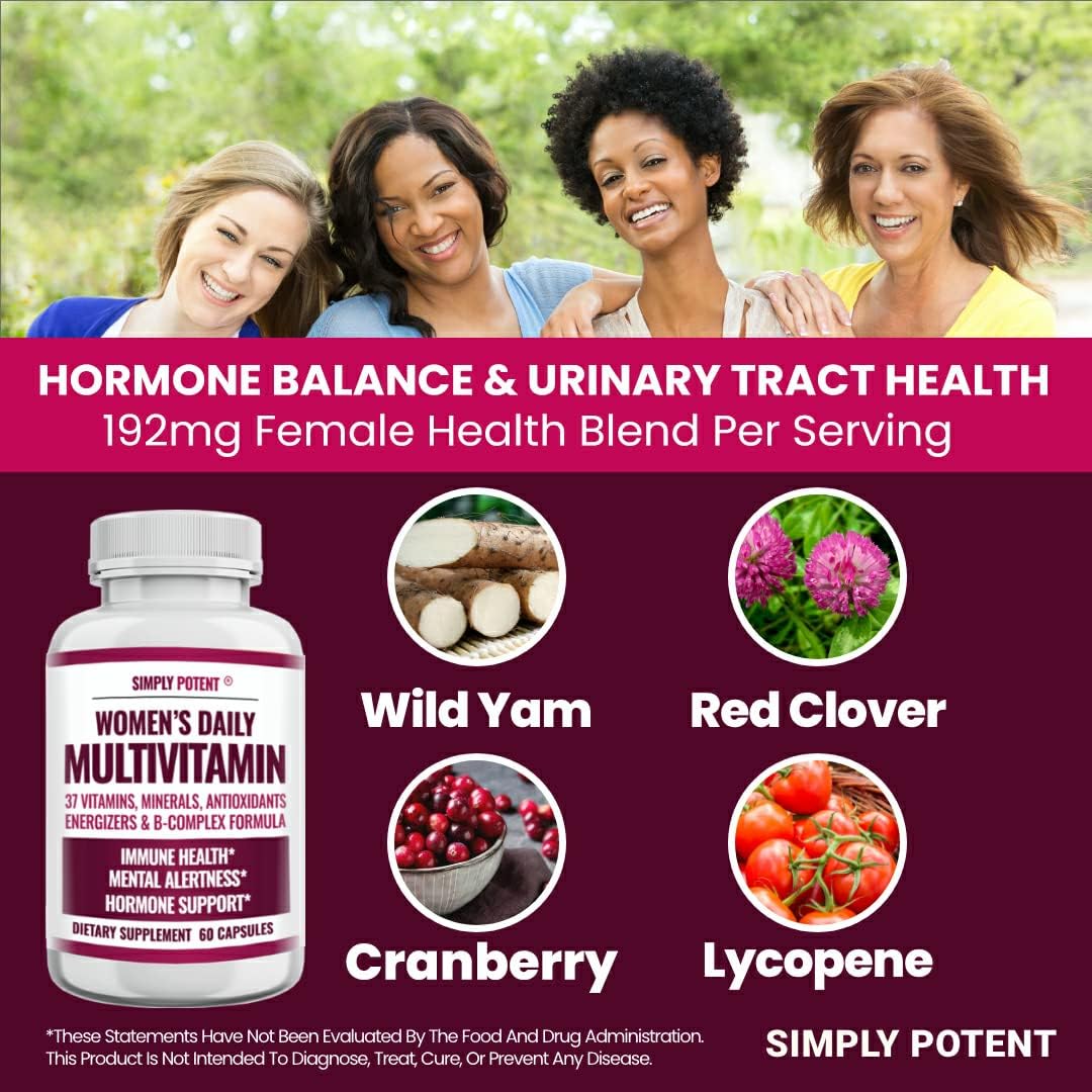 Simply Potent Women's Multivitamin – 37 Vitamins & Minerals with Biotin & Green Tea Extract (60 Capsules) - görsel 8