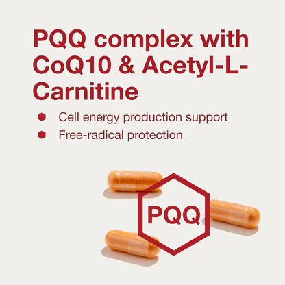 PROTOCOL FOR LIFE BALANCE PQQ Complex – Mitochondrial Health – with CoQ10 & L-Carnitine – B Vitamin – Supplement for Energy – 30 Veg Caps