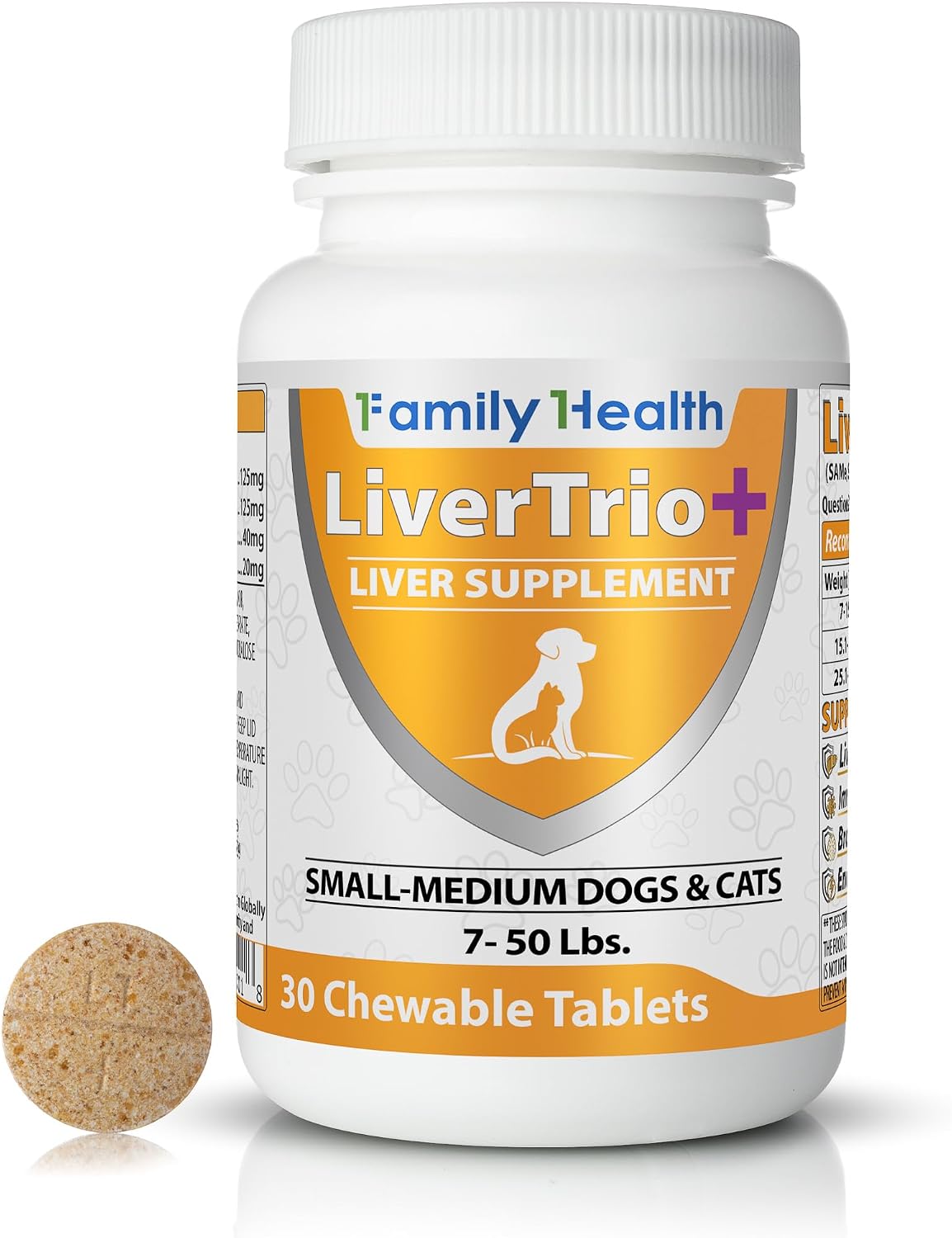 Comprehensive Liver Support Supplement for Smaller Dogs. Flavourful Chewable Tablets Combining SAMe, SPC, Silybin A+B, + Glutathione 30Ct (Small - Medium) - görsel 1