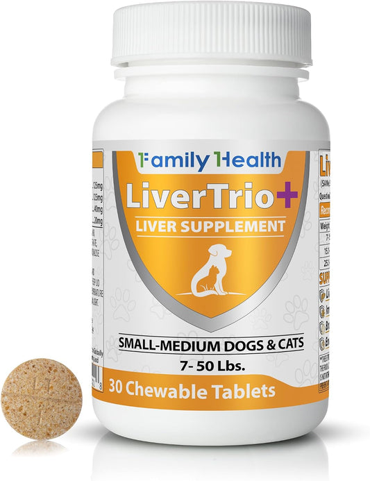 Comprehensive Liver Support Supplement for Smaller Dogs. Flavourful Chewable Tablets Combining SAMe, SPC, Silybin A+B, + Glutathione 30Ct (Small - Medium)