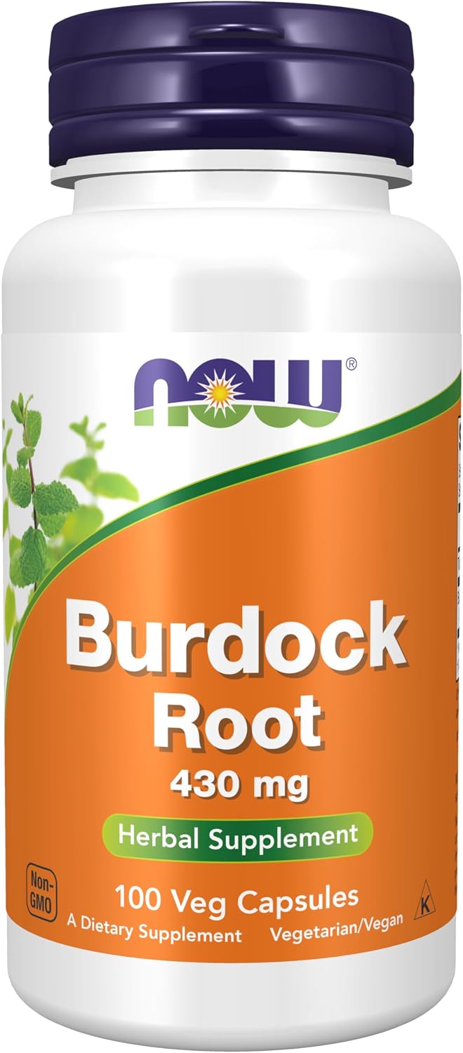 NOW Foods Burdock Root (Arctium lappa) 430 mg, Herbal Food Supplement, 100 Vegan Capsules - görsel 1