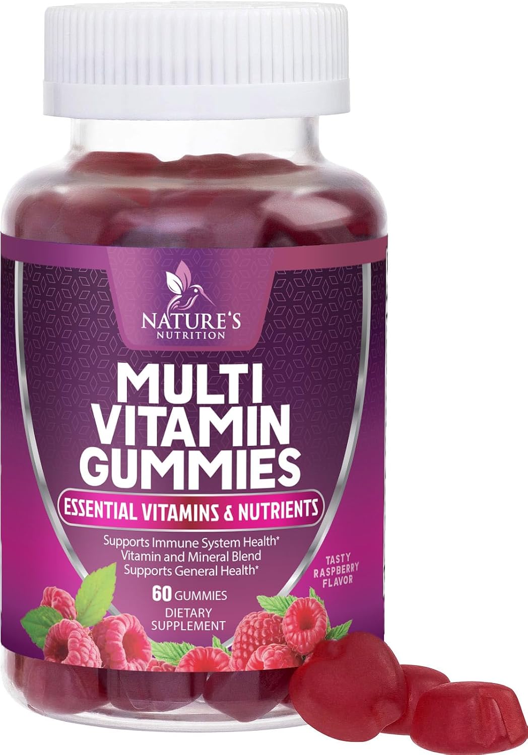 Nature's Nutrition Multivitamin Gummies for Adults with Vitamins A, C, D, B12 – 60 Gummies - görsel 1