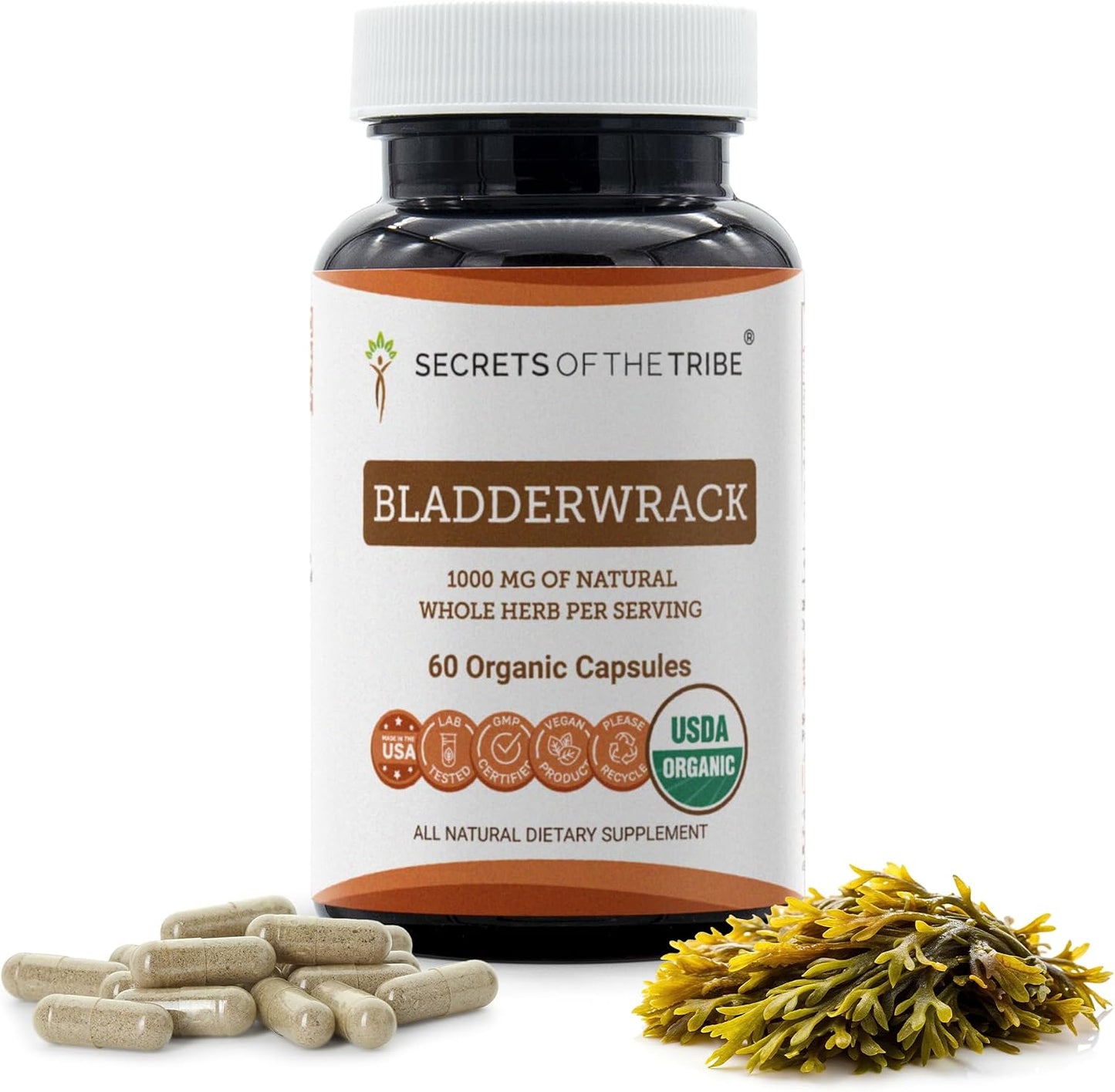 Secrets of the Tribe Bladderwrack Certified Organic Capsules - Fucus vesiculosus - 60 Count - görsel 1