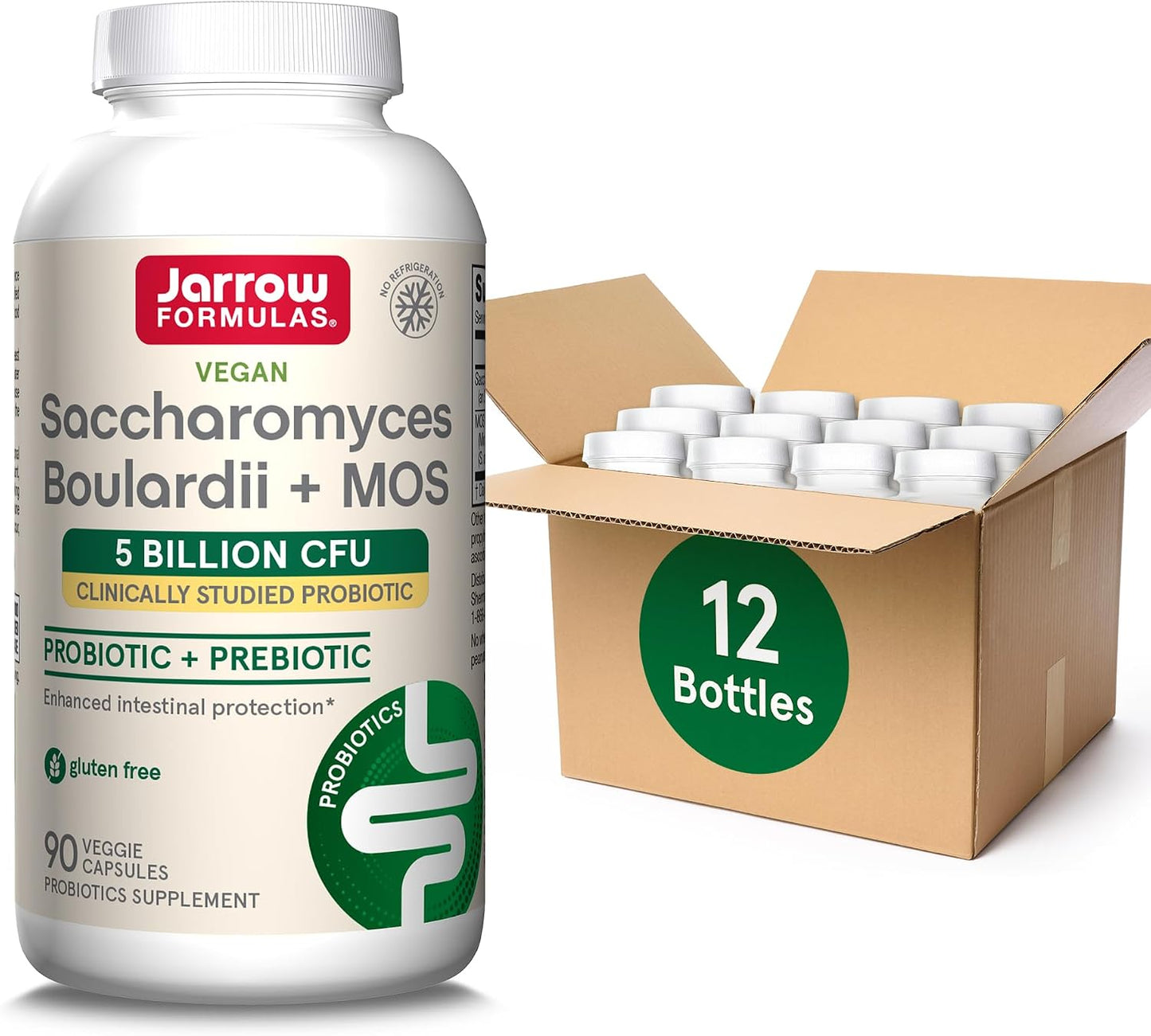 Jarrow Formulae Saccharomyces Boulardii + MOS - 5 Billion Viable Organisms per Serving - 90 Delayed Release Vegetarian Capsules, Pack of 2 - Probiotic + Prebiotic - Intestinal Tract Support - Up to 180 Servings - görsel 10