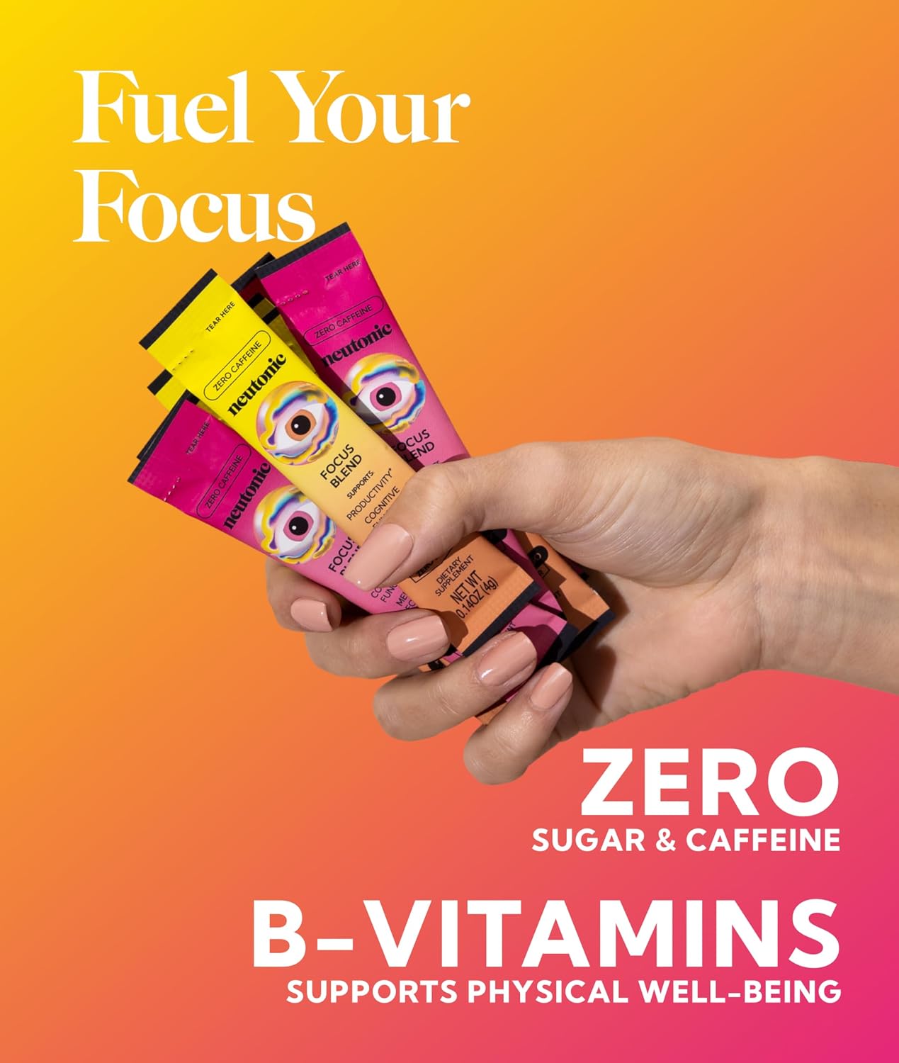 Neutonic Nootropic Focus Blend Powder - Peach Mango & Wild Berry (4 Sticks) - görsel 5